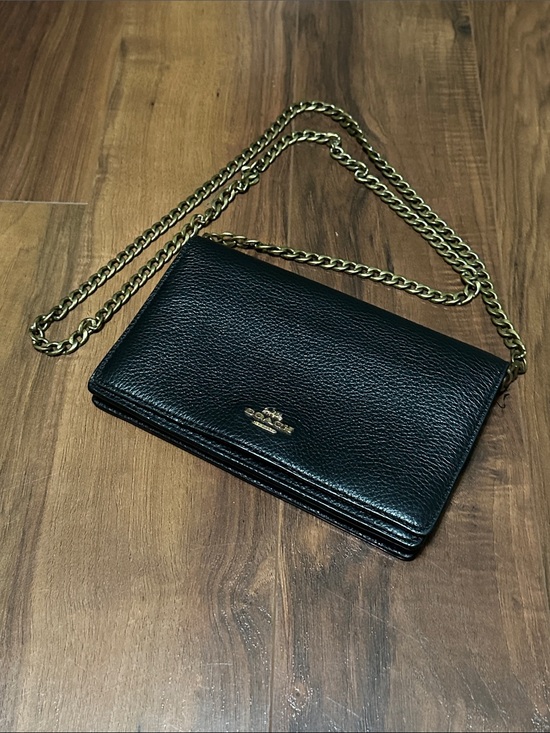 Coach Handbags - Coach Black Pebbled Leather Continental Wallet with Gold Logo